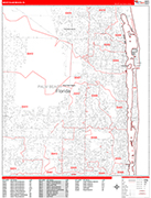 West Palm Beach  Wall Map Red Line Style